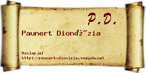 Paunert Dionízia névjegykártya
